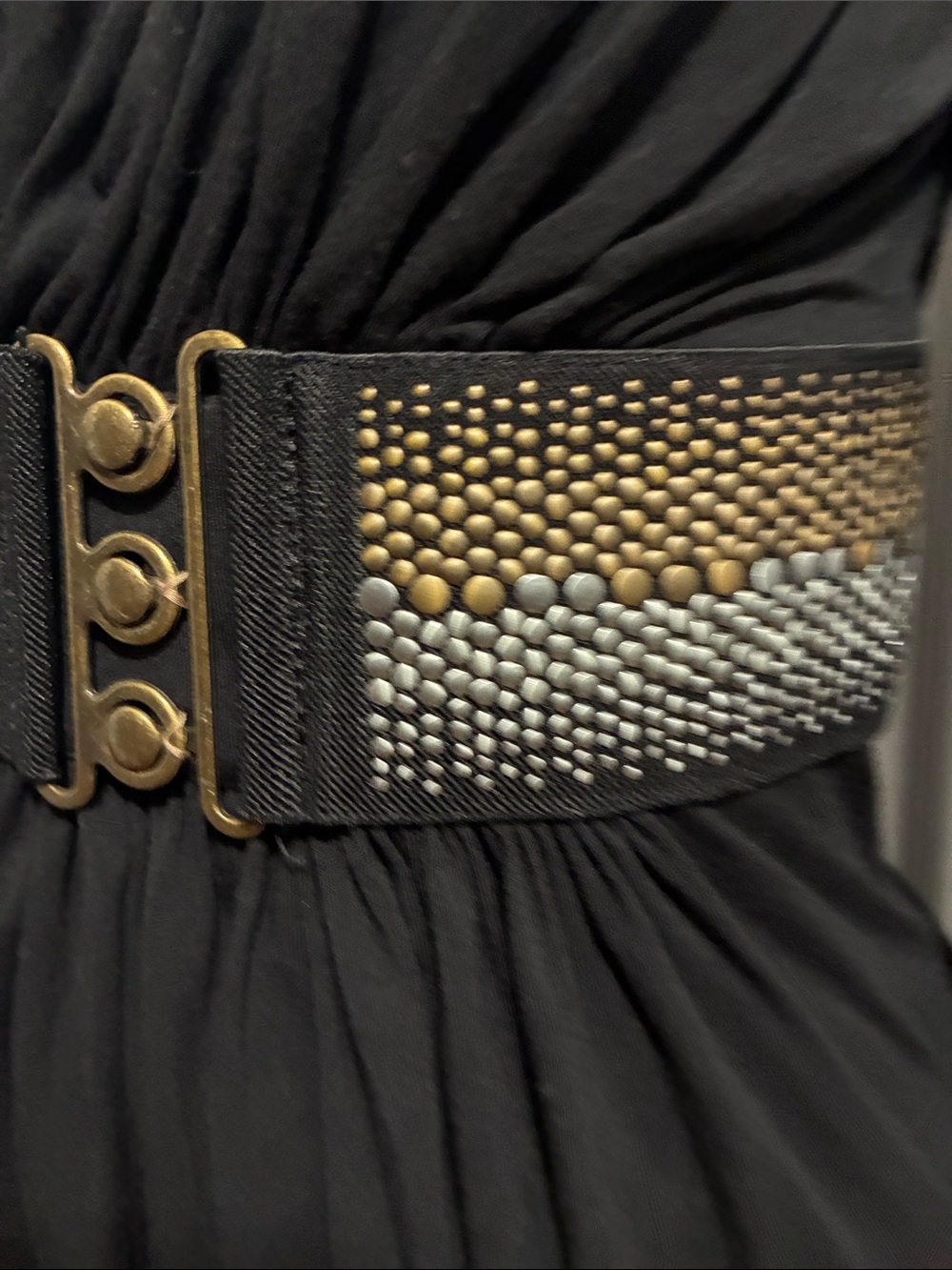 Sky One-Shoulder Black Blouse with Embellished Belt dress - Picture 6 of 17